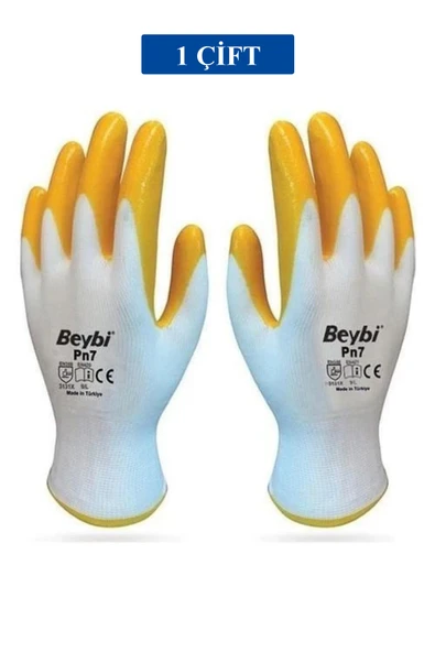 Pn7 Sarı Iş Eldiveni Polyester Örme Nitril Beybi No:10 Royaleks Group - 1 Çift ürün görseli