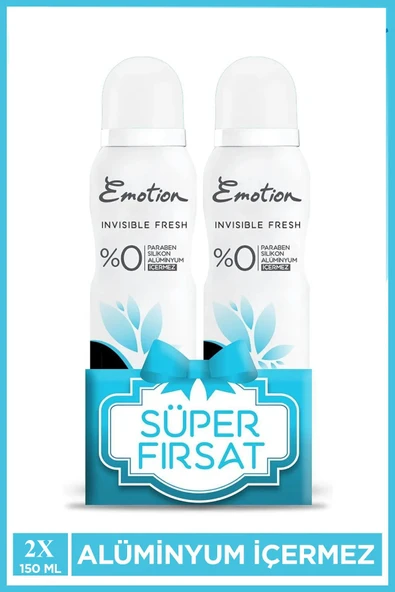 2 Adet Emotion Invisible Fresh Black & White Kadın Deodorant 150ml Vegan, Leke Bırakmaz ürün görseli