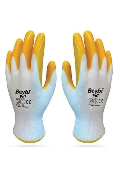 Pn7 Sarı Iş Eldiveni Polyester Örme Nitril Beybi No:10 Royaleks Group - 1 Çift - Resim 2