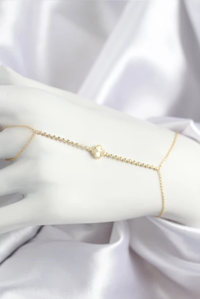 Pirinç Zirkon Taşlı Yonca Model Gold Renk Şahmeran - TJ-SN715 ürün görseli