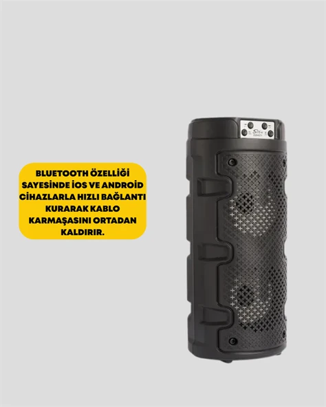 Kompakt Tasarım, Yüksek Ses Performansı – Çoklu Giriş Seçenekli Kablosuz Hoparlör (Bluetooth, USB, SD Kart, AUX) - Resim 4