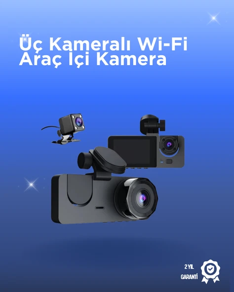 Gelişmiş G-Sensörlü Üçlü Araç Kamerası – 5” LCD Ekran ve Hareket Algılama ürün görseli