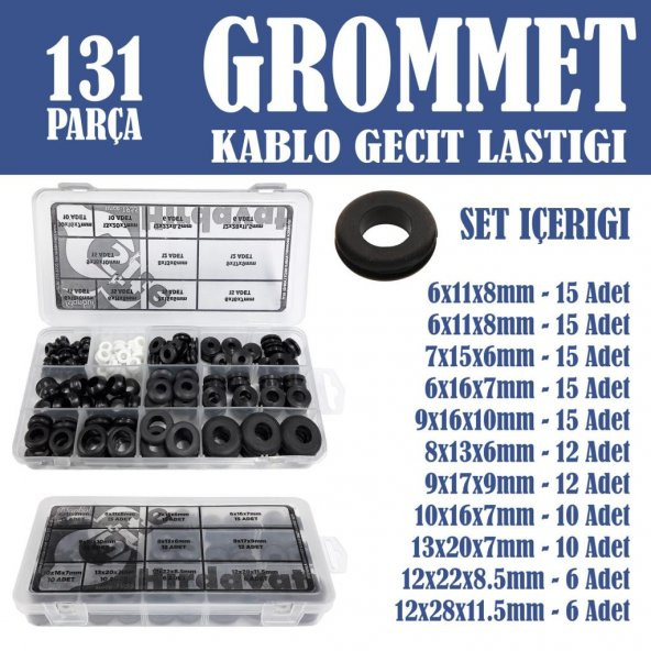 131 Parça Grommet Kablo Geçit Lastiği Seti