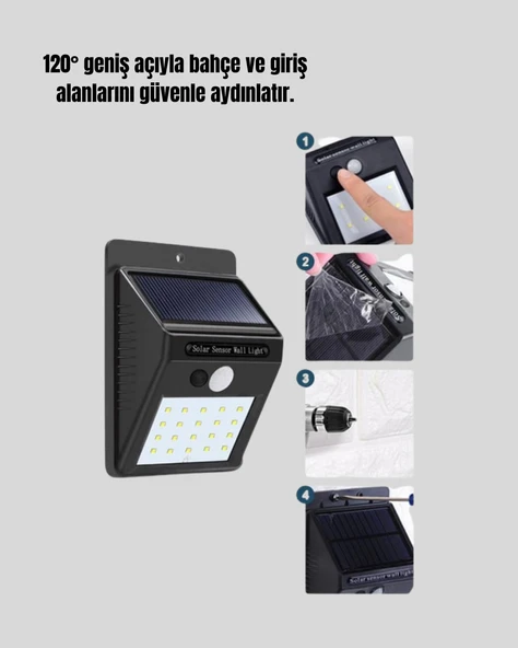 IP65 Dayanıklı Solar Enerjili Dış Cephe Aydınlatma - Resim 3