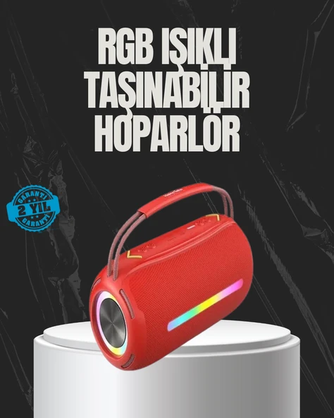 20W Güçlü Ses Çift Sürücülü RGB LED Işıklı Bluetooth 5.3 Hoparlör ürün görseli 1