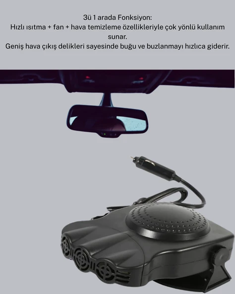 Araç İçi 150W Isıtıcı ve Soğutucu Fan - Resim 4