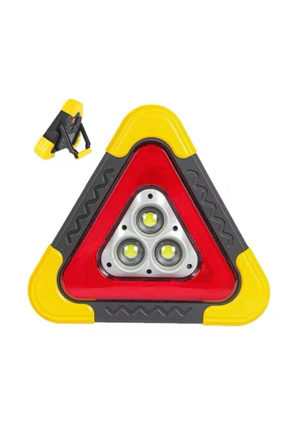 Reflektör Güneş Panelli Solarlı Şarjlı Üçgen Işıklı Trafik Reflektör Fener - Resim 5