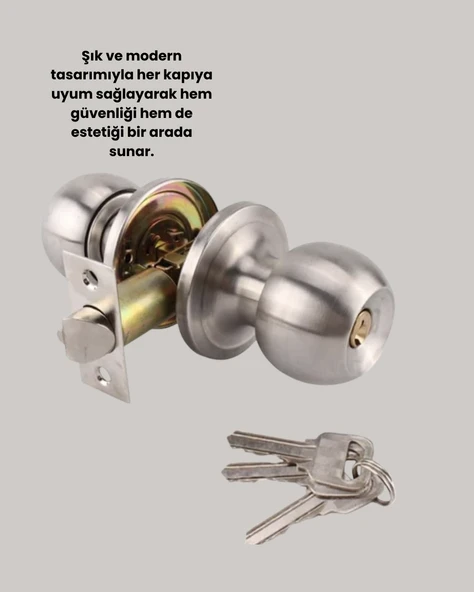 Mat Renk Topuzlu Kapı Kilidi – Giriş Tipi - Resim 4