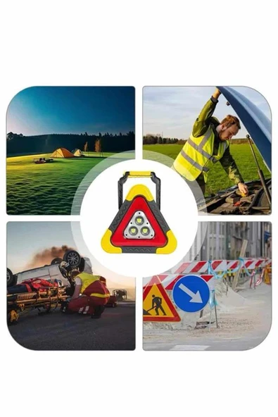 Işıklı Üçgen Reflektör Led Projektör Acil Durum Feneri Flaşör 500 Lümen