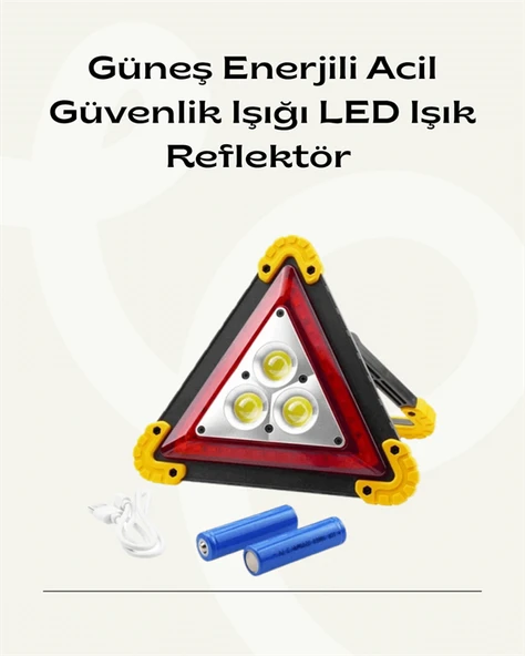 Solar Şarjlı Üçgen LED Park ve İkaz Lambası - Resim 2