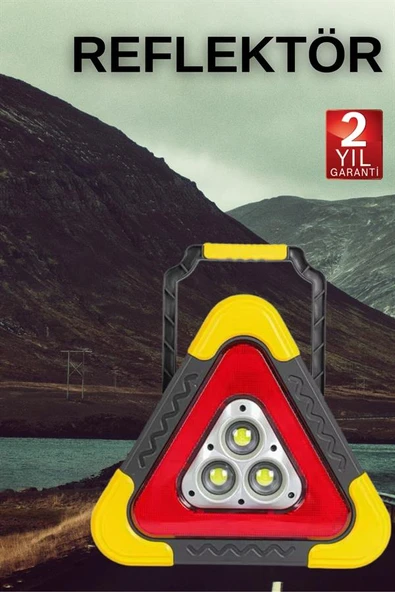 Işıklı Üçgen Reflektör Led Projektör Acil Durum Feneri Flaşör 500 Lümen - 2