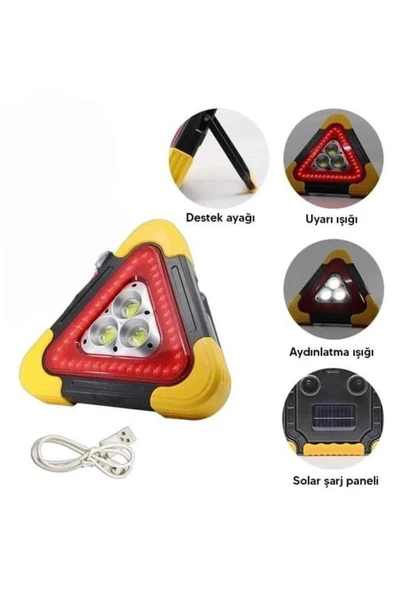 Işıklı Üçgen Reflektör Led Projektör Acil Durum Feneri Flaşör 500 Lümen - 5