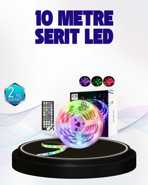 Bluetooth Kontrollü Smart Şerit Led 10M Sese Duyarlı RGB Aydınlatma ürün görseli 1