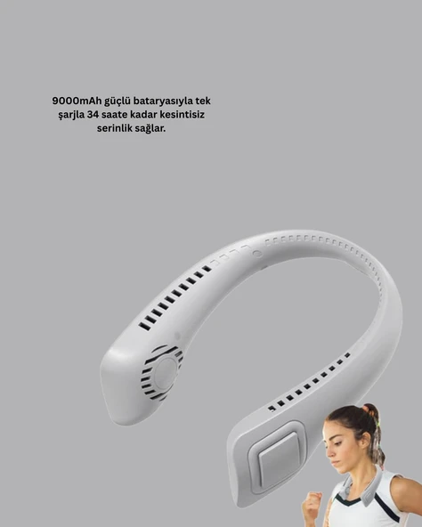 9000mAh Şarjlı Boyun Tipi Taşınabilir Vantilatör - Resim 2
