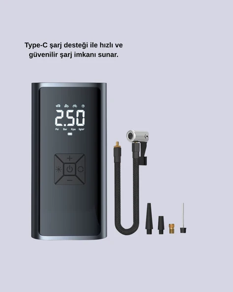 12V Uyumlu Çok İşlevli Akıllı Araç Lastik Pompası - Resim 5