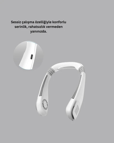 9000mAh Şarjlı Boyun Tipi Taşınabilir Vantilatör - Resim 4