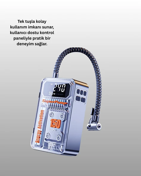 Hızlı Şişirme Güçlü Motorlu 150 PSI Araba Lastik Pompası - Resim 4