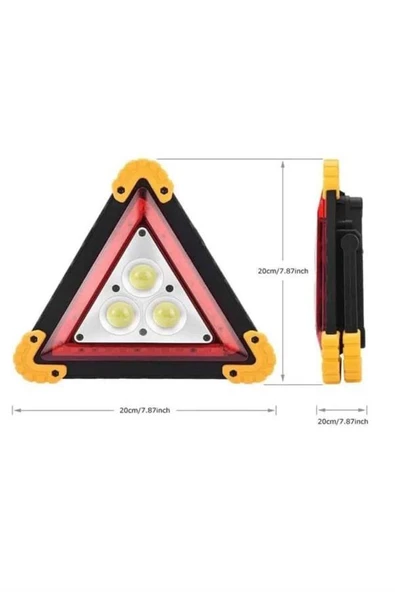 Işıklı Üçgen Reflektör Led Projektör Acil Durum Feneri Flaşör 500 Lümen - 4
