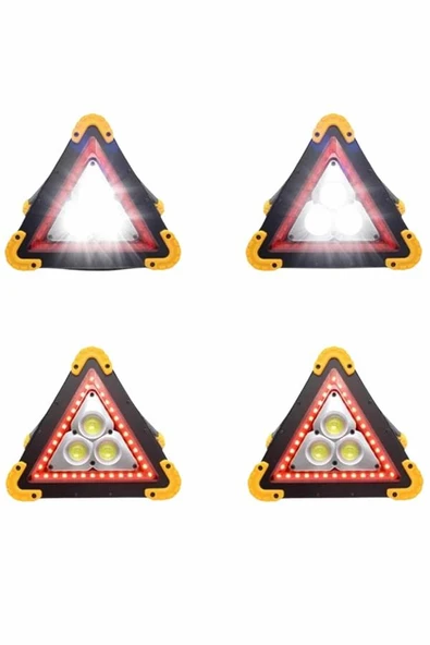 Işıklı İkaz Lambası Reflektör Şarjlı Işıklı Üçgen LED Acil Durum Feneri - 3
