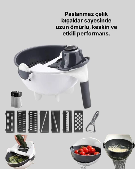 Çok Amaçlı Hazneli Sebze Rende Doğrayıcı ve Soyucu - Resim 3