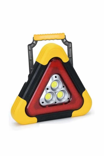 Reflektör Güneş Panelli Solarlı Şarjlı Üçgen Işıklı Trafik Reflektör Fener - Resim 3