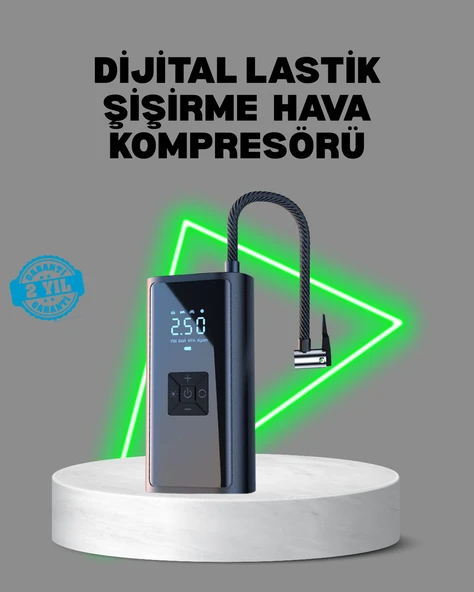 80W Kablosuz Dijital Ekranlı Taşınabilir Lastik Şişirme Pompası ürün görseli