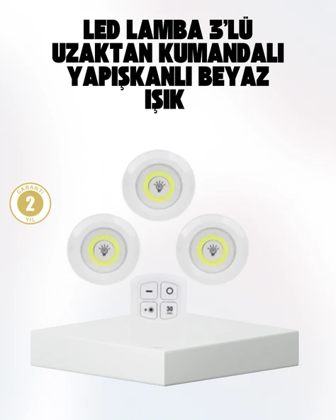 Kablosuz Gün Işığı 3’lü LED Spot Lamba Kumandalı ürün görseli 1