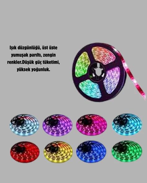 RGB Smart Şerit LED – TV Arkası ve Dekoratif Alanlar İçin Işık Şeridi - 4