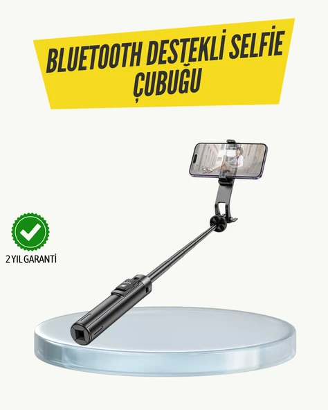 Bluetooth Selfie Çubuğu – Işıklı, Katlanabilir, Uzaktan Kumandalı ürün görseli 1