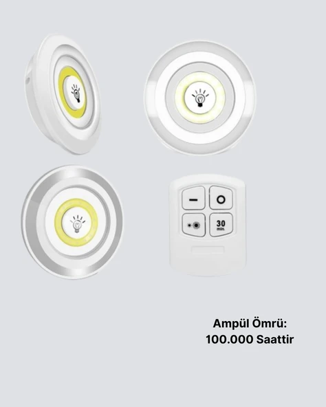 Kablosuz Gün Işığı 3’lü LED Spot Lamba Kumandalı - Resim 5