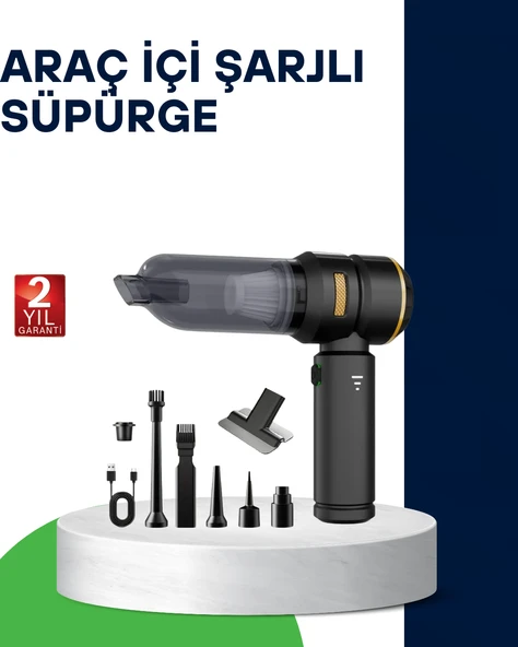 Kablosuz Şarjlı Araç İçi ve Küçük Alanlar İçin Güçlü Vakumlu Süpürge ürün görseli 1