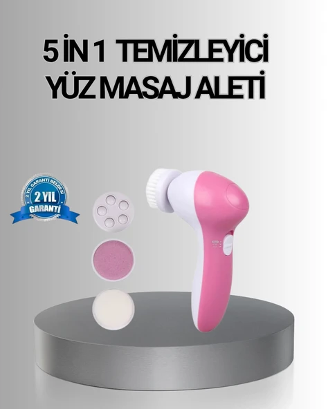 5 Başlıklı Yüz Masaj Aleti – Cilt Temizleme, Peeling, Siyah Nokta ve Gözenek Bakımı ürün görseli