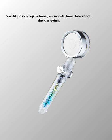 Sağanak Yağmur Etkili El Duşu – Start Stop Tuşlu Su Tasarruflu - Resim 4