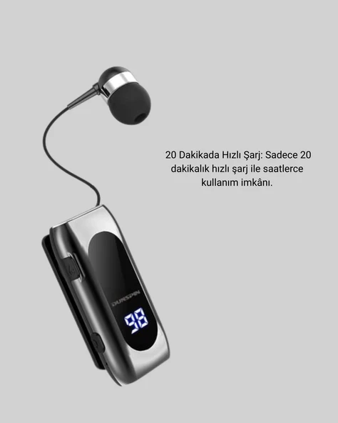 Bluetooth 5.2 Klipsli Kablosuz Kulaklık – Dijital Ekran & Titreşimli Uyarı - 4