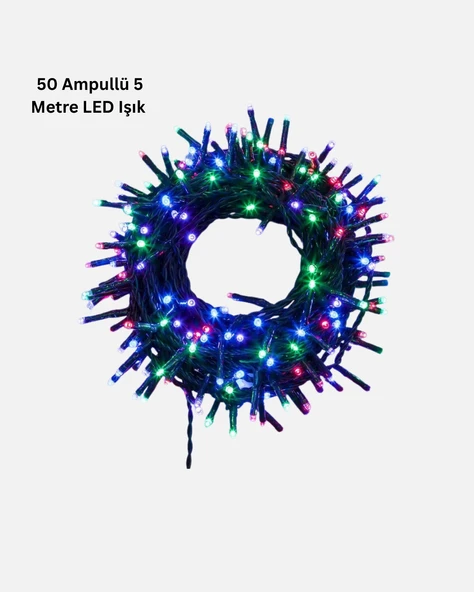 50 Ampullü 5 Metre LED Işık – 8 Modlu, Enerji Tasarruflu Dekoratif Aydınlatma - 3