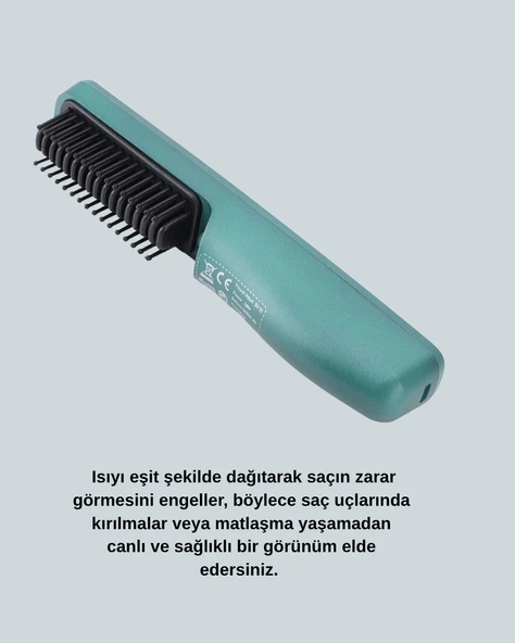 3D Dişli Saç Düzleştirici Tarak – USB Şarjlı Kompakt Tasarım - Resim 5
