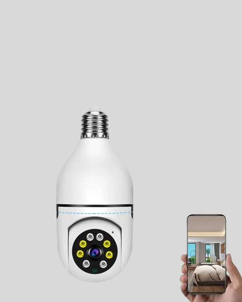 Wifi Güvenlik Kamerası 360 Derece Dönebilen Harekete Duyarlı Gece Görüşlü Ampul (Kopya) - Resim 5