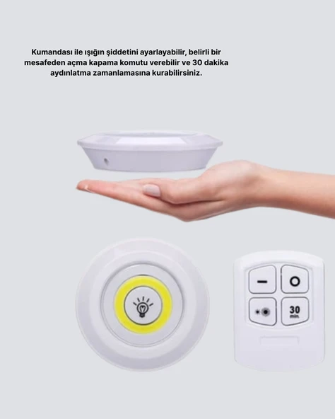 Kablosuz Gün Işığı 3’lü LED Spot Lamba Kumandalı - Resim 4