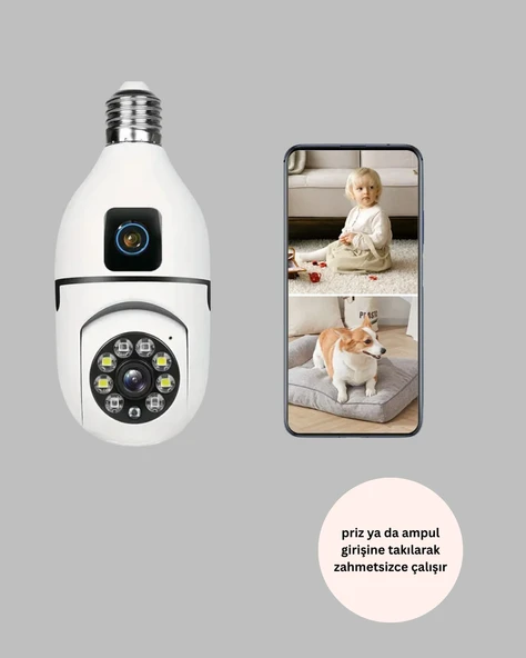 1080P WiFi Ampul Güvenlik Kamerası – Gece Görüş & Uzaktan Erişim - Resim 3