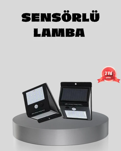 Güneş Enerjili Sensörlü Dış Mekan Duvar Lambası – 3 Modlu, 2200mAh Pil, 120° Algılama ürün görseli