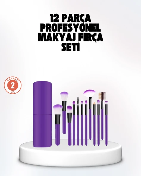 Kusursuz Makyaj İçin 12 Parça Profesyonel Fırça Seti Taşınabilir Kutu Hediyeli ürün görseli