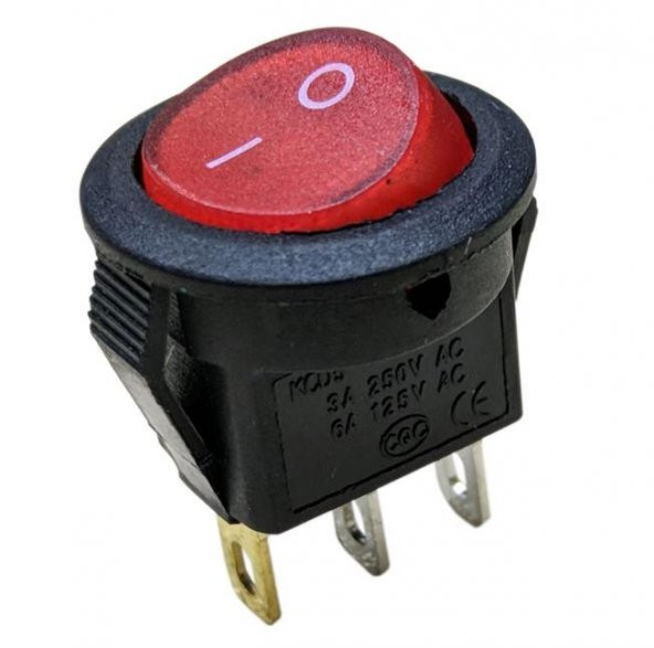 IC-134D Kırmızı Mini Yuvarlak Işıksız Anahtar On/Off Switch 3P
