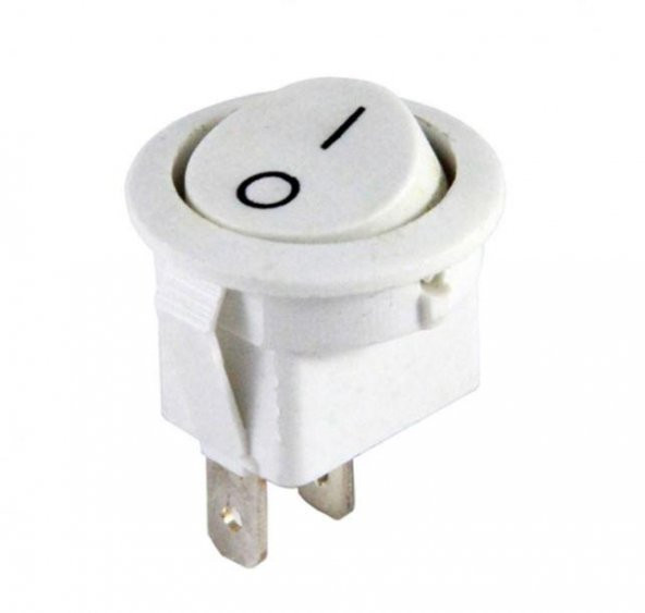 IC-133A Beyaz Yuvarlak Işıksız Anahtar On/Off Switch 2P
