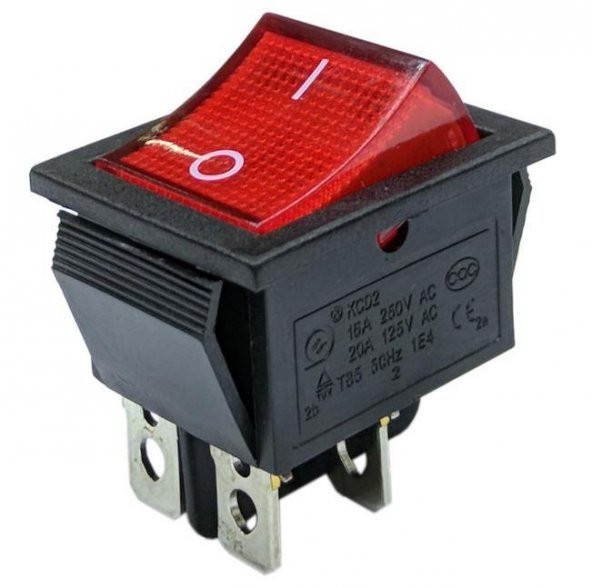 IC-104 Kırmızı Geniş Işıklı Anahtar On/Off Switch 4P