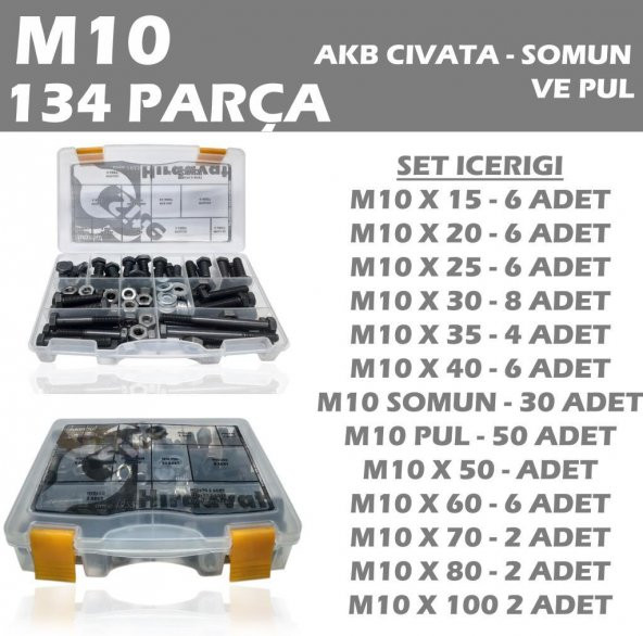 134 Parça M10 AKB Civata Seti