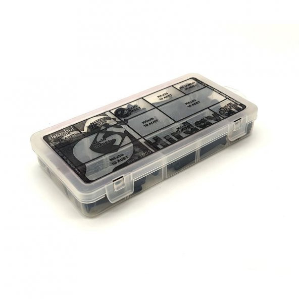 200 Parça M6 Havşa Baş İmbus Cıvata Somun ve Pul Seti - 6