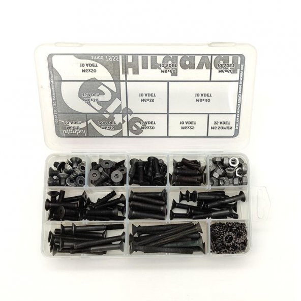 200 Parça M6 Havşa Baş İmbus Cıvata Somun ve Pul Seti - 8