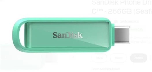 Sandisk SDIXS0N-256G-GN6NQ 256GB Phone Drive with USB-C-128GB (Seafoam Green) Flash Bellek - 3