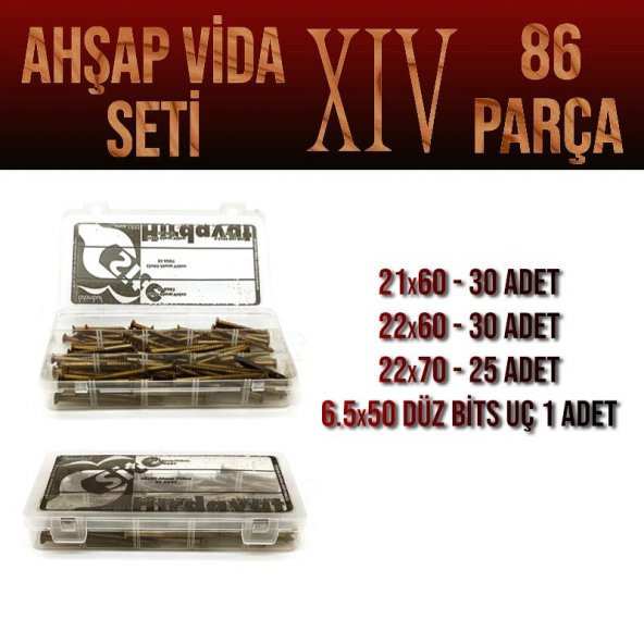 Ahşap Vida Seti XIV- 86 Parça Vida Pul Ve Bits Uç