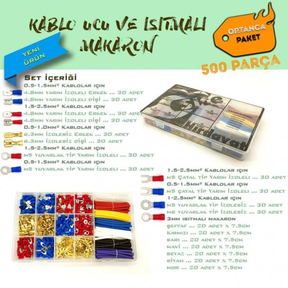 500 Parça Kablo Ucu ve Makaron Seti